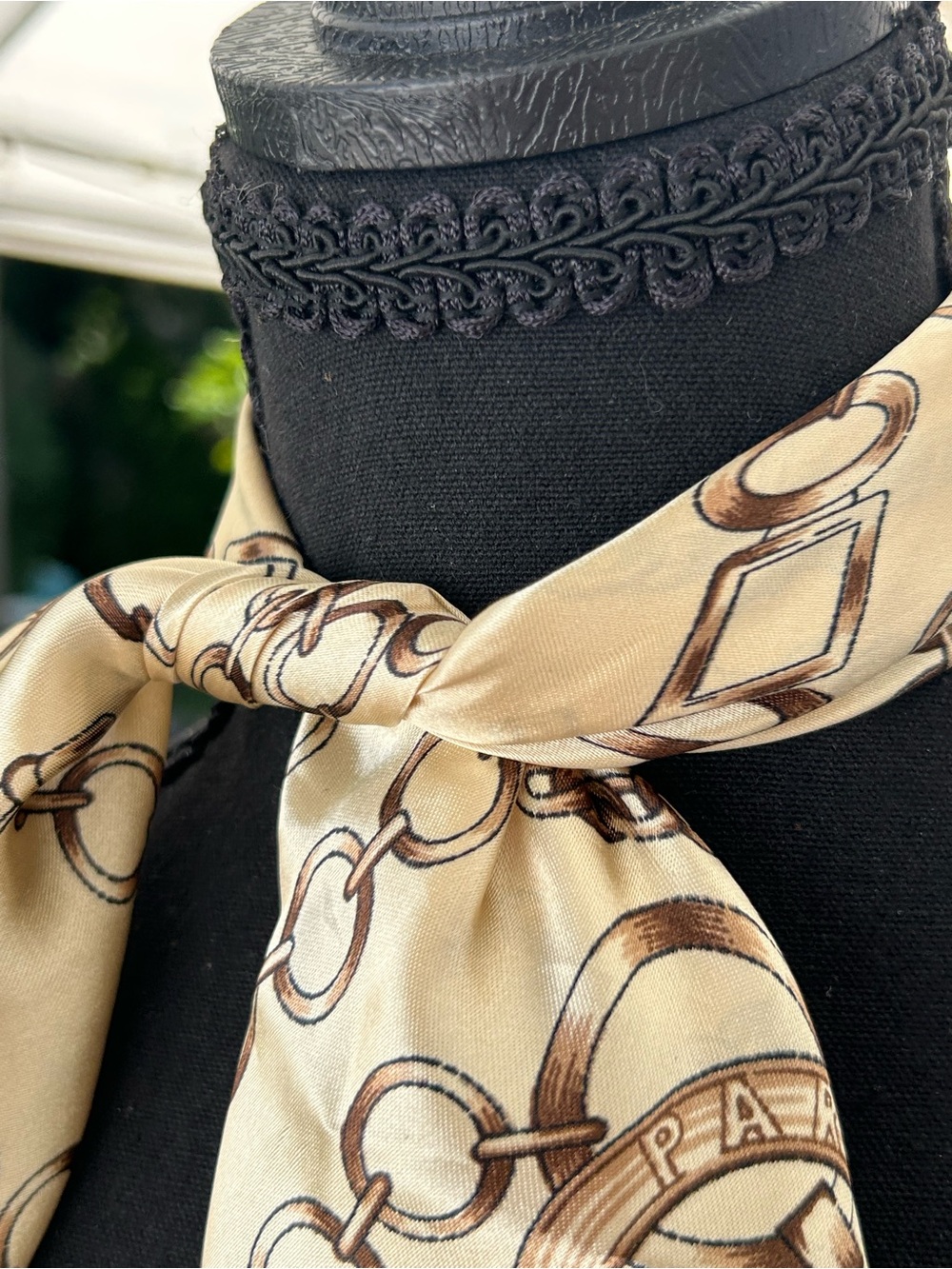 Beautiful satin equestrian/Paris theme neckerchief or pocket square